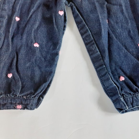 Oshkosh Girls Overalls Denim Jean Hearts Embroidered 18 Months - Picture 10 of 11